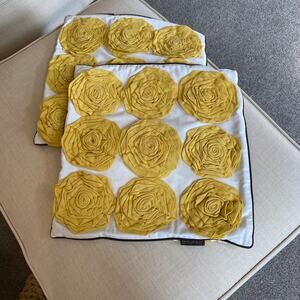 Dwell Studio for Target Yellow Roses Zipper Pillow Covers, Set of 2, EUC